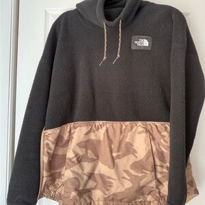 The North Face Black Fleece Pullover with Tan Camo Pocket Unisex